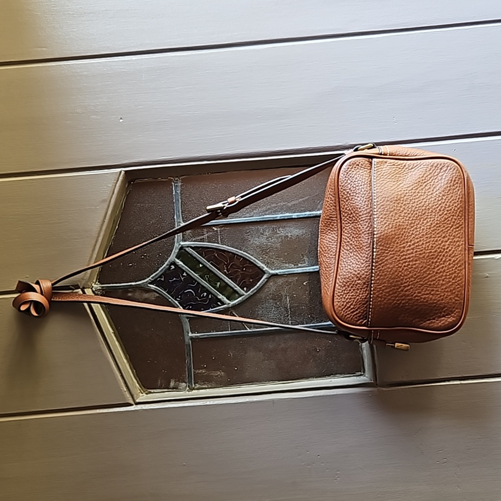 SOLD. J.CREW  Pebbled Leather Camera Bag